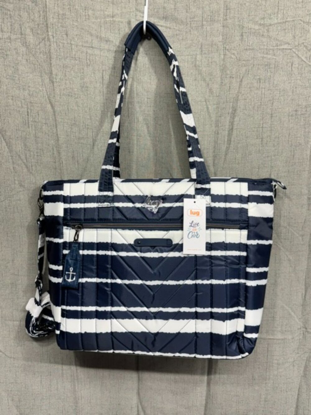 LUG Paddle Convertible Tote - Navy and White Nautical Inspired Pattern